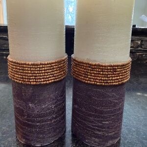 Elegant Cream and Brown Pillar Candles